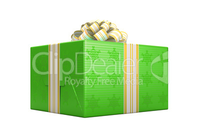 Green wrapped present or gift box