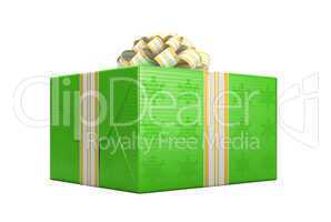 Green wrapped present or gift box