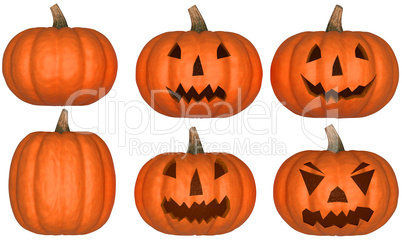 Halloween pumpkins collection isolated