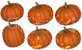 Halloween pumpkins collection on white
