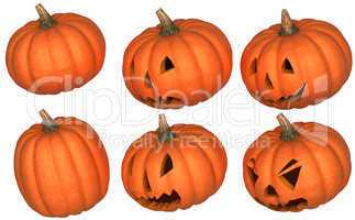 Halloween scary and funny pumpkins