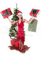 Happy woman with Christmas presents