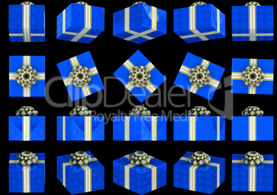 Various views of blue gift box