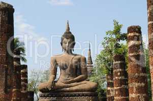 Buddha's figure in the historical park of Sukhothai