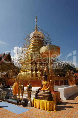 Golden pagoda in the Wat Doi Suthep Chiang May