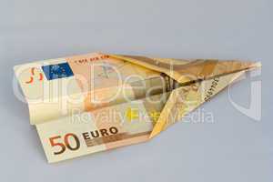 50 Euro Geldschein als Flugzeug
