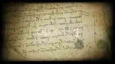 Grungy specific handwriting of Leonardo da Vinci
