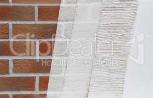 Musteraufbau eines Außenwandputzes an einer Hausfassade Sample o