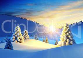 winter landscape with fir trees