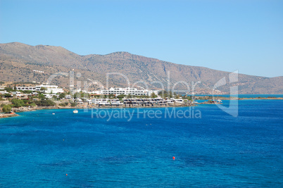 Beach of the luxury hotel, Crete, Greece