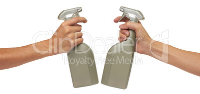 spray bottle in hand