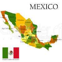 Mercator map of Mexico and flag