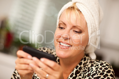 Attractive Woman Texting With Her Cell Phone