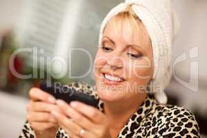 Attractive Woman Texting With Her Cell Phone