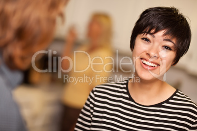 Laughing Young Woman Socializing