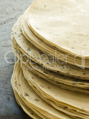 Stack of uncooked Papadoms