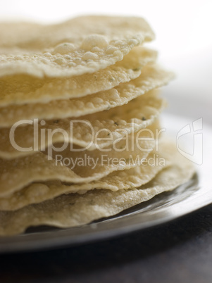 Stack of cooked Papadoms