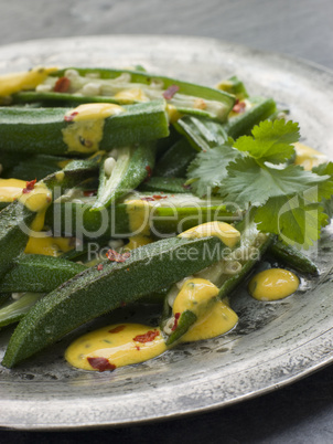 Fried Okra with Yoghurt and Coriander Curry