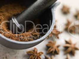 Ground Star Anise in a Pestle and Mortar