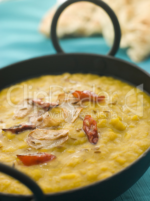 Karai Dish of Tarka Dhal with Naan Bread