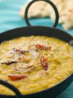 Karai Dish of Tarka Dhal with Naan Bread