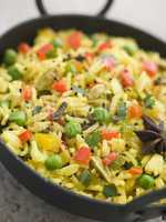 Vegetable Pilau Rice in a Balti Dish