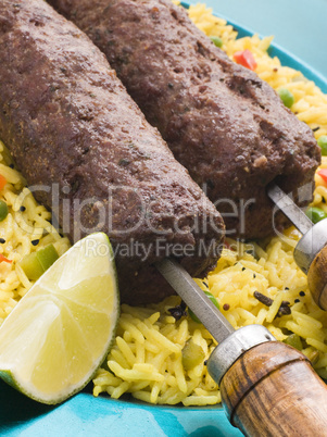 Lamb Mint and Garlic Sheesh Kebab with Pilau Rice