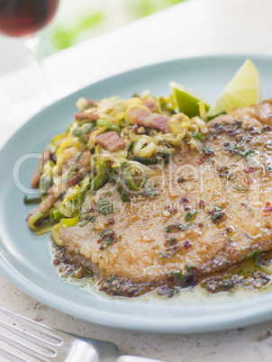 Skate Wing with Sherry Vinegar and Leeks