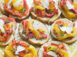 Open Tomato and Roasted Pepper Sandwich with Manchego Cheese