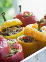Bell Peppers stuffed with Spiced Rice and Dried Fruits