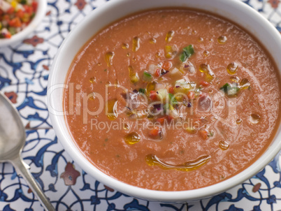 Bowl of Chilled Gazpacho Soup