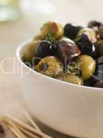 Bowl of Chilli and Garlic Marinated Olives