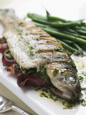 Whole River Trout with Jamon and Herb Butter