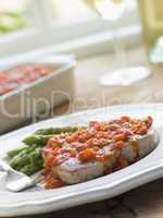 Marmitako Tuna Steak with Asparagus