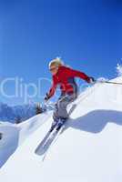 Young woman skiing