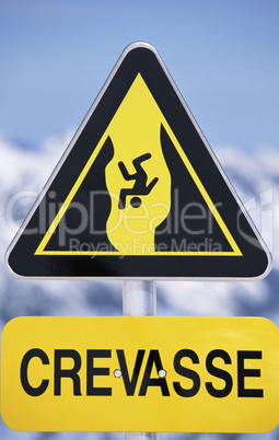 Warning sign in a snow covered area