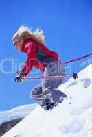 Young woman skiing