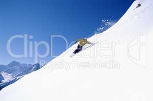 Young woman snowboarding