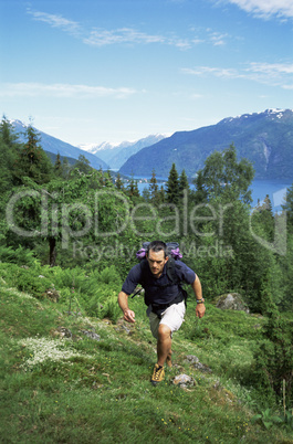 Man hiking in the great outdoors,