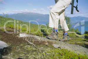 Close-up of woman hiking in the great outdoors,