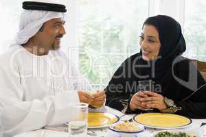 A Middle Eastern couple enjoying a meal