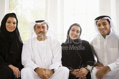 Portrait of a Middle Eastern family sitting together