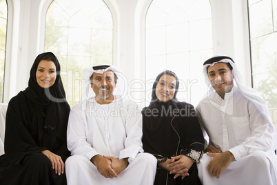 Portrait of a Middle Eastern family sitting together