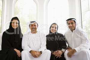 Portrait of a Middle Eastern family sitting together