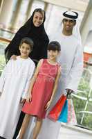 A Middle Eastern family in a shopping mall