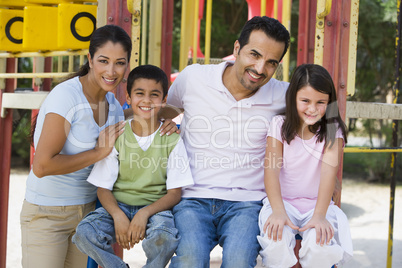 young happy children with father