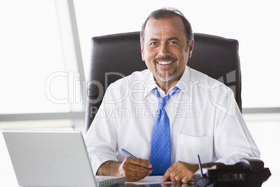 Businessman working at desk