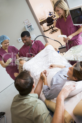 Doctor retrieving eggs from ovary using ultrasound