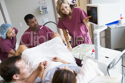 Doctor retrieving eggs from ovary using ultrasound