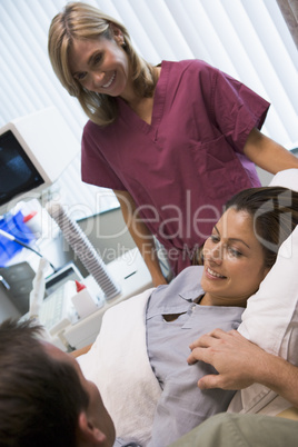 Female patient having eggs retrieved using ultrasound